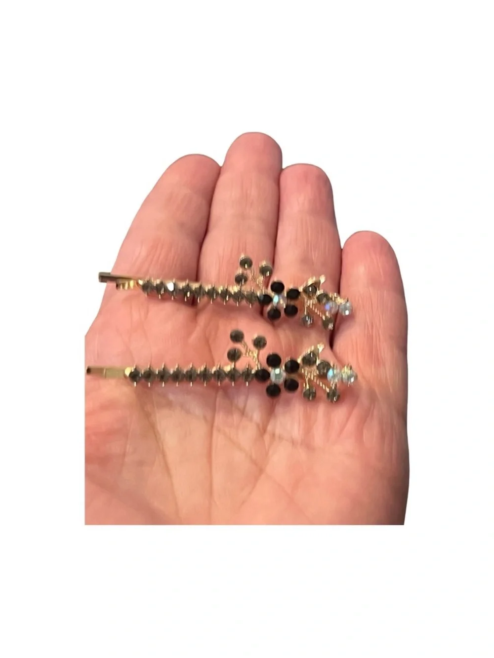 Butterfly Hair Clips with Pink Crystal Rhinestone Accents 3,0”FINAL PRICE DROP